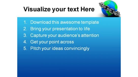 Earth Locked With Chain Geographical PowerPoint Themes And PowerPoint Slides 0411