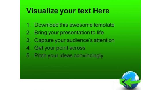 Earth With Green Arrow Business PowerPoint Themes And PowerPoint Slides 0211