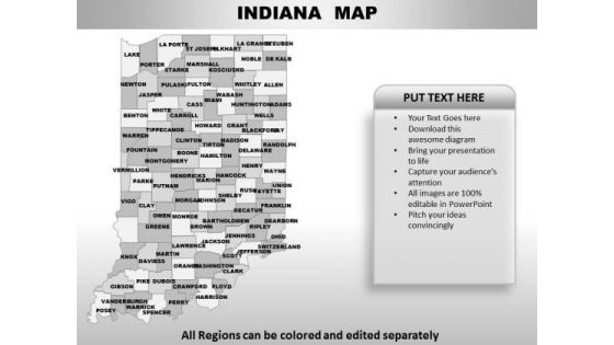 Editable Usa Indiana State PowerPoint Maps