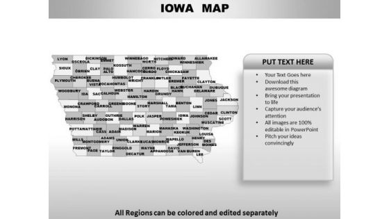 Editable Usa Iowa State PowerPoint Maps