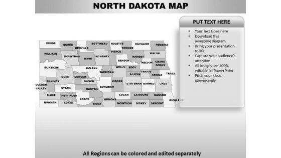 Editable Usa North Dakota State PowerPoint Maps