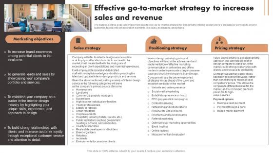 Effective Go To Market Strategy To Increase Sales And Revenue Luxury Interior Design Professional Pdf
