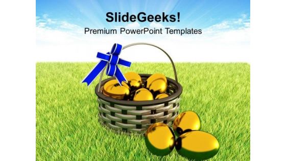 Eggs In Basket Easter Symbols PowerPoint Templates Ppt Backgrounds For Slides 0313