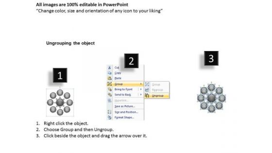 Eight Diverging Components A Circular Process PowerPoint Slides