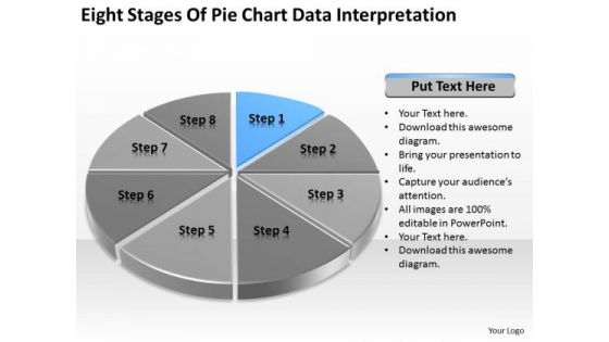 Eight Stages Of Pie Chart Data Interpretation Business Plan PowerPoint Templates