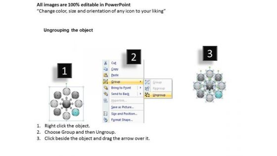 Eight Successive Steps Diverging A Flow Chart Circular Motion PowerPoint Slides