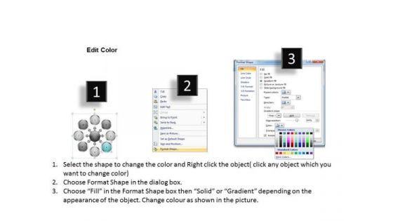Eight Successive Steps Diverging A Flow Chart Circular Motion PowerPoint Slides