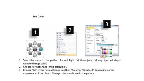 Eight Successive Steps Diverging A Flow Chart Circular Pie Diagram PowerPoint Slides