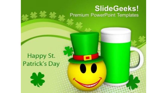 Emoticon Cheering With Beer Mug Celebration PowerPoint Templates Ppt Backgrounds For Slides 0213