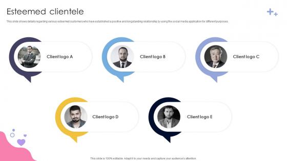 Esteemed Clientele Social Media Application Development Company Fundraising Pitch Deck