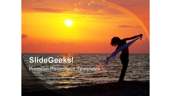 Evening On Seashore Beach PowerPoint Templates And PowerPoint Backgrounds 0311