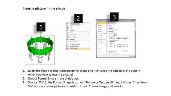 Examples Of Business Processes 3d Men With Green Jigsaw Puzzles PowerPoint Templates