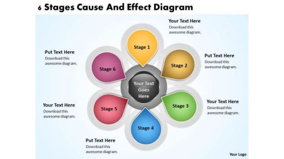 Examples Of Business Processes 6 Stages Cause And Effect Diagram PowerPoint Templates