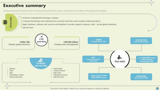 Executive Summary Consumer Electronics Company Profile CP SS V Executive Summary Consumer Electronics Company Profile CP SS V