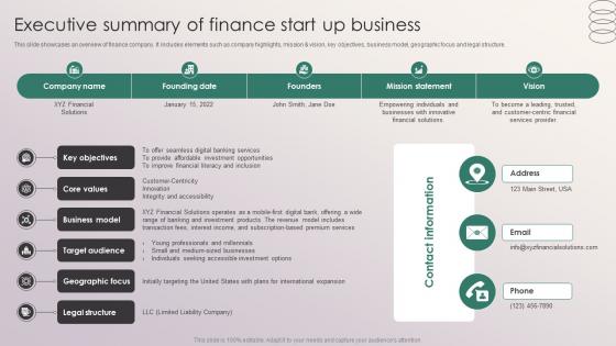 Executive Summary Of Finance Start Up Business Penetrating Markets With Financial Strategy SS V Executive Summary Of Finance Start Up Business Penetrating Markets With Financial Strategy SS V