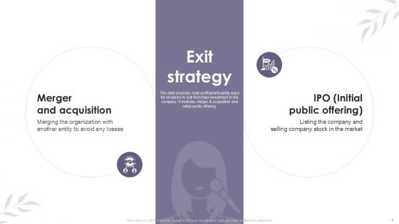 Exit Strategy Cosmetic Products Platform Investor Ppt Example