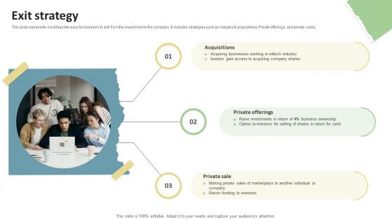 Exit Strategy Education Platform Investor Funding Elevator Pitch Deck