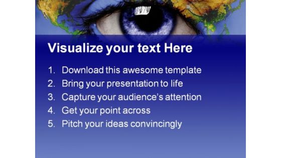 Eye World Earth PowerPoint Template 0910