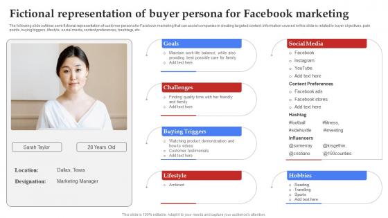 Facebook Marketing Plan Fictional Representation Of Buyer Persona Strategy SS V