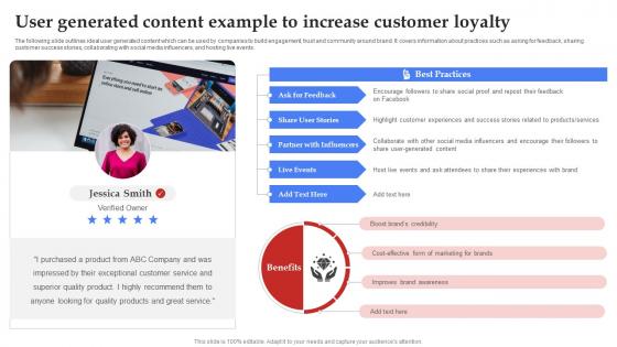Facebook Marketing Plan User Generated Content Example To Increase Customer Strategy SS V