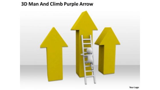 Famous Business People 3d Man And Climb Purple Arrow PowerPoint Templates