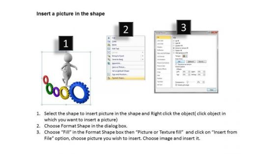 Famous Business People 3d Man Running On The Gear PowerPoint Templates