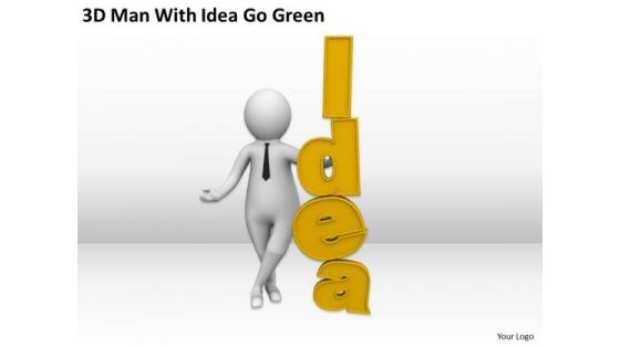 Famous Business People 3d Man With Idea Go Green PowerPoint Templates Ppt Backgrounds For Slides