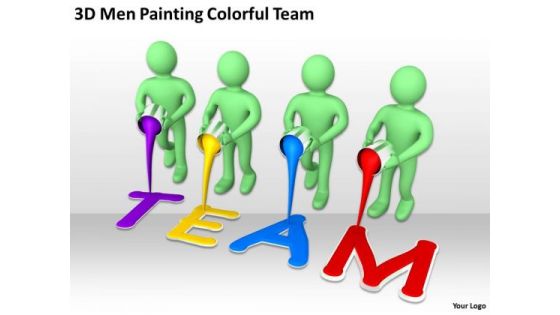 Famous Business People 3d Men Painting Colorful Team PowerPoint Slides