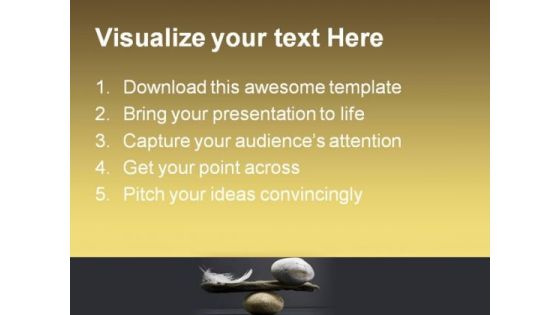 Feather And Stone Balance Business PowerPoint Themes And PowerPoint Slides 0611