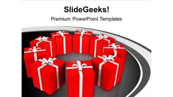 Festive Gifts In Circle Events PowerPoint Templates Ppt Backgrounds For Slides 1212