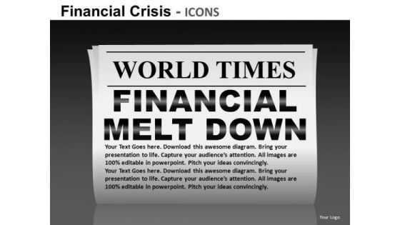 Financial Melt Down Newspaper Headlines PowerPoint Templates