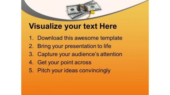Financial Security Concept Padlock And Dollars PowerPoint Templates Ppt Backgrounds For Slides 0313