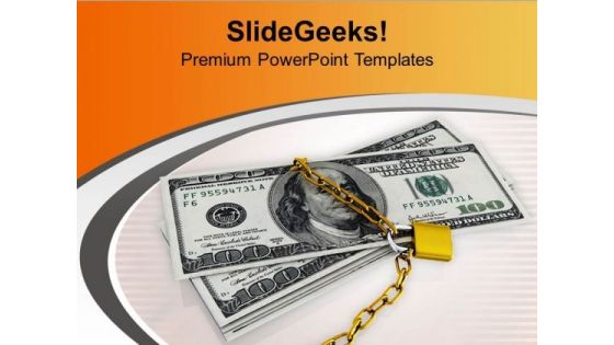 Financial Security Concept Padlock And Dollars PowerPoint Templates Ppt Backgrounds For Slides 0313