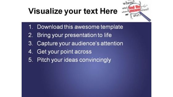 Find The Aswer Magnifier Business Template 1010