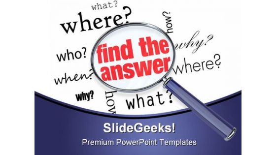 Find The Aswer Magnifier Business Template 1010
