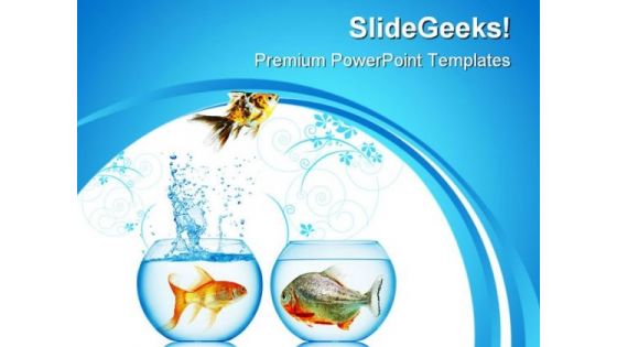 Fish Runs Away Animals PowerPoint Templates And PowerPoint Backgrounds 0311