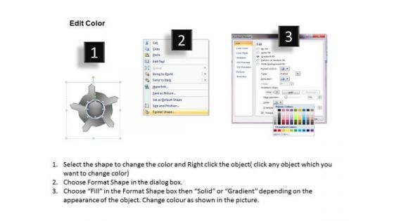 Five Diverging Stages Arrow Process Pie PowerPoint Slides