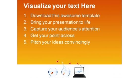 Five Goldfishes Moving Computer PowerPoint Themes And PowerPoint Slides 0411