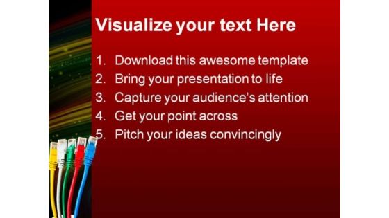 Five Multi Colored Cables Internet PowerPoint Themes And PowerPoint Slides 0311