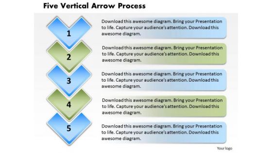 Five Vertical Arrow Process PowerPoint Presentation Template