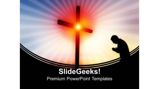 Floating Cross Over The Sea Religion PowerPoint Templates And PowerPoint Themes 0712