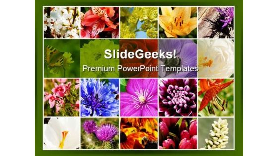 Floral Mosaic Beauty PowerPoint Template 0810
