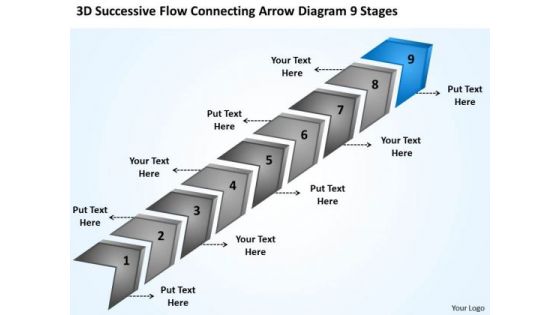 Flow Connecting Arrow Diagram 9 Stages Ppt Personal Training Business Plan PowerPoint Templates