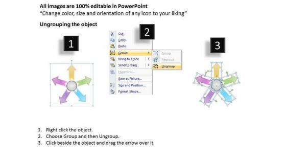 Flow Organizing Process Diagram 5 Stages Circular Network PowerPoint Templates