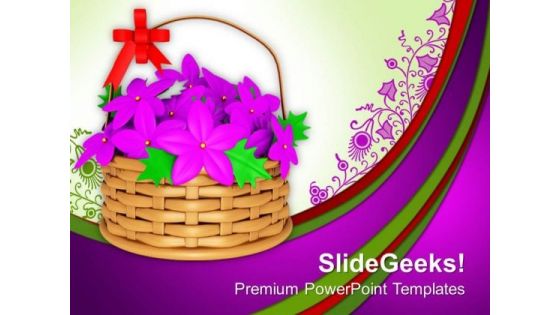 Flower Basket With Pink Flowers Blossom PowerPoint Templates Ppt Backgrounds For Slides 1212
