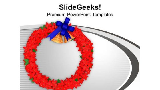 Flower Wreath With Bells And Bow PowerPoint Templates Ppt Backgrounds For Slides 1212