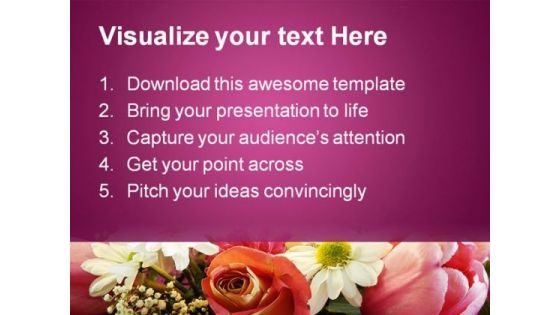 Flowers Arrangement Nature PowerPoint Template 0810