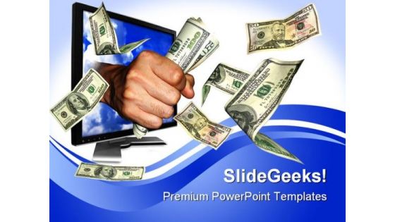 Flying Money Computer PowerPoint Templates And PowerPoint Backgrounds 0411