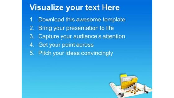 Folder And Business Growth Graph PowerPoint Templates Ppt Backgrounds For Slides 0813