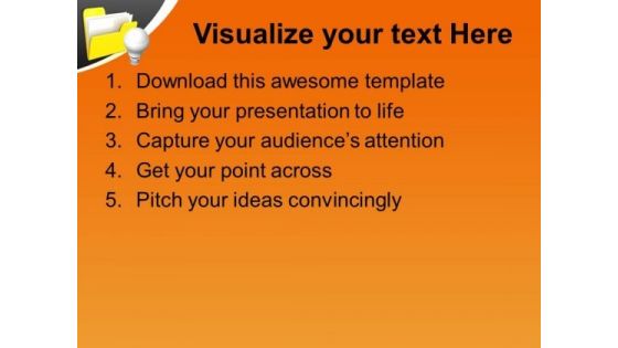 Folder Icon With Light Bulb Idea Discussion PowerPoint Templates Ppt Backgrounds For Slides 0113